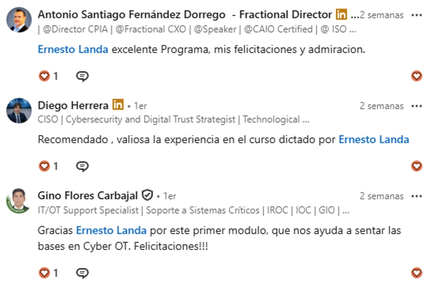 Captura de la publicación de LinkedIn: Voces de los participantes, parte 2.